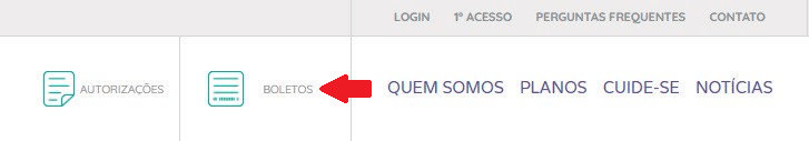 Menu Boletos - Site Premium Saúde Clique em Boletos na barra superior
