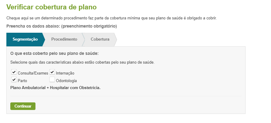 Selecionar coberturas e clicar em continuar