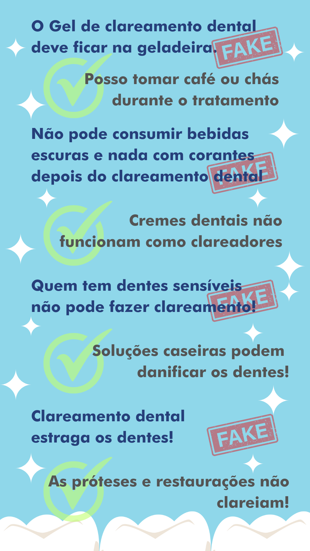 falso e verdadeiro sobre clareamento dental 