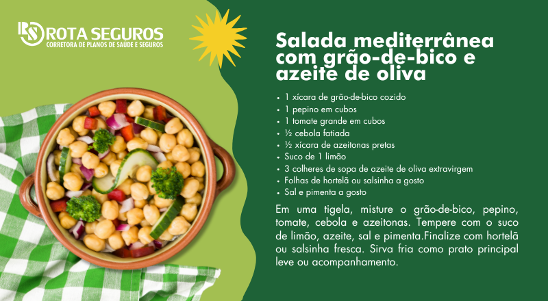 Salada mediterrânea com grão-de-bico e azeite de oliva