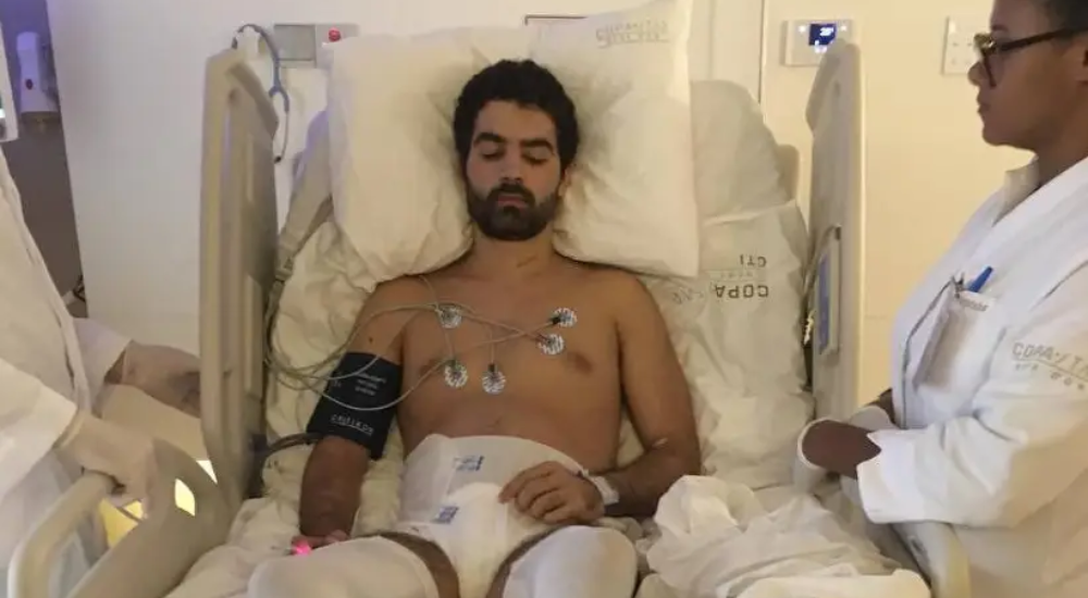 Polilaminina Fotos de Bruno Drummond após acidente de carro